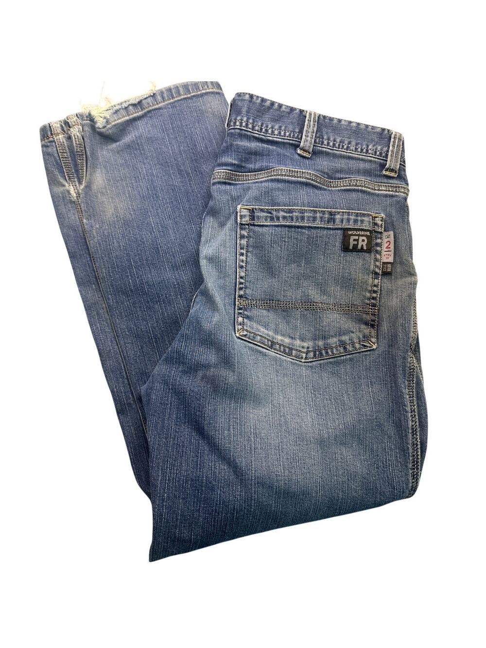 Wolverine FR Work Jeans Blue Flame Resistant Cotton Stretch Traditional Denim